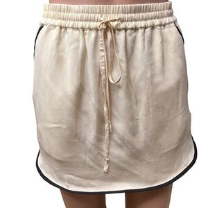 Madewell Chic Cream Colored Silk Mini Skirt with Black Edging XS